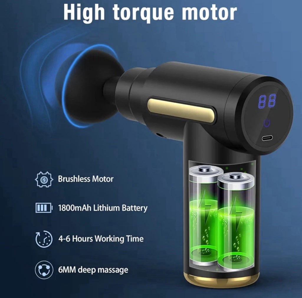 Massage Gun Deep Tissue Muscle Percussion Massager Back Neck Body 6 Speeds Black