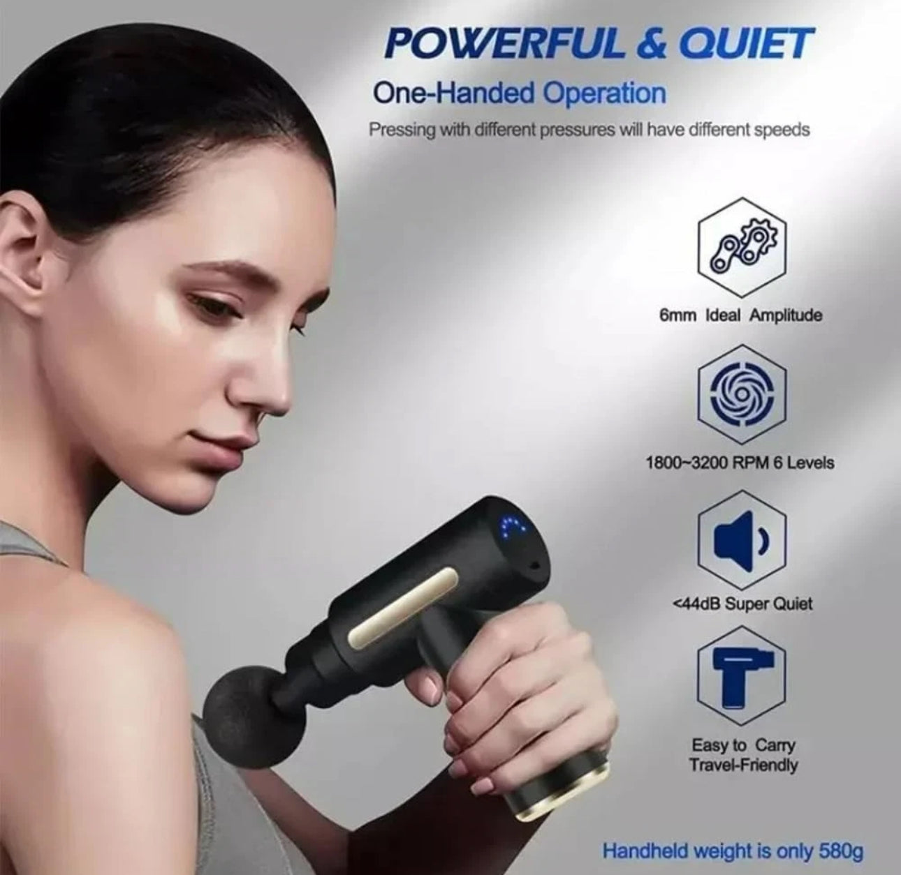 Massage Gun Deep Tissue Muscle Percussion Massager Back Neck Body 6 Speeds Black