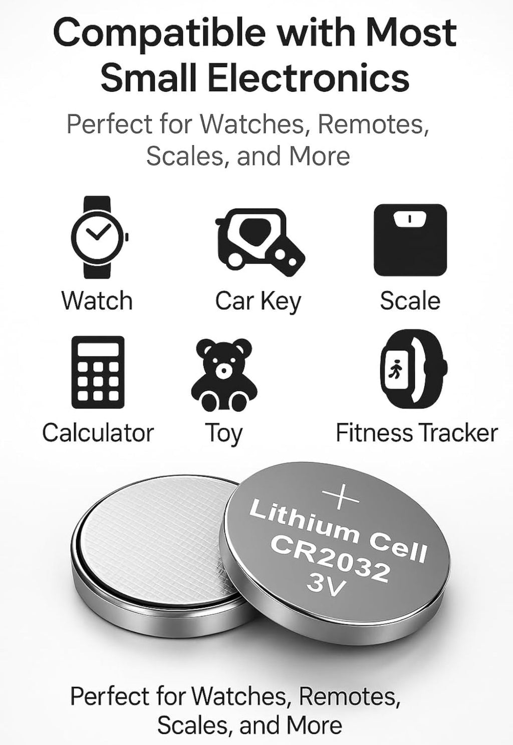 CR2032 Battery CR2032 Coin Button 3v Lithium DL2032 / ECR2032 Pack of 5