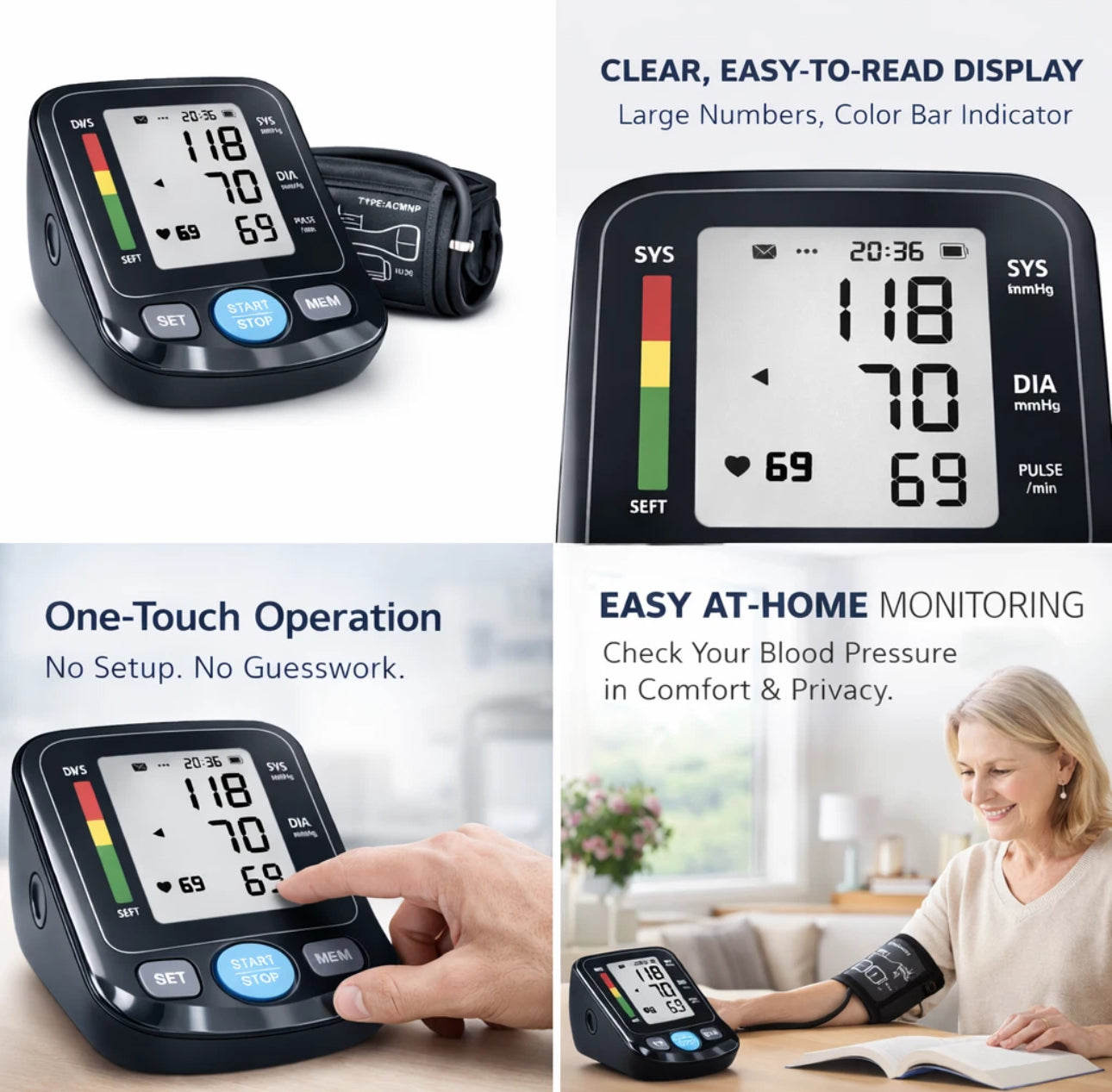 Electronic Blood Pressure Monitor Heart Digital Automatic BP