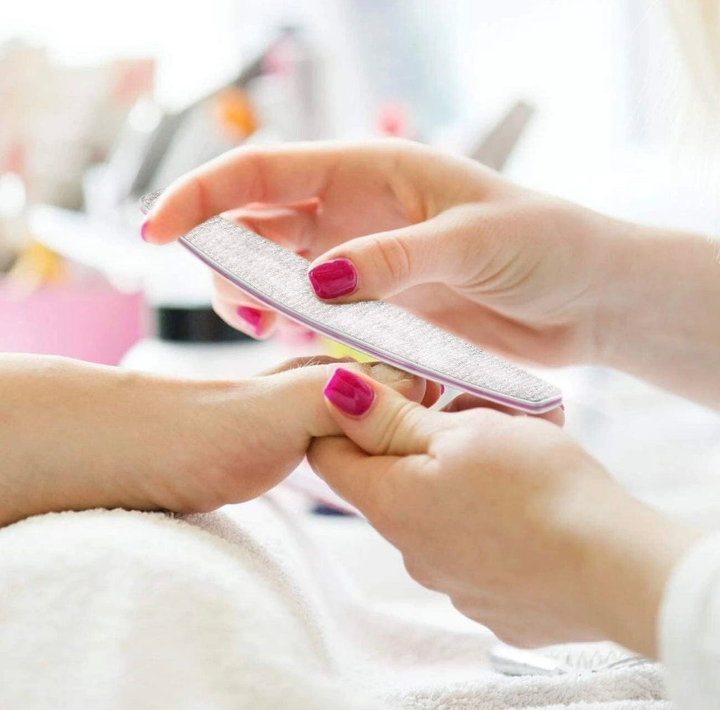 10x Professional Nail Files 100/180 Grit Half Moon Emery Board Buffer File Set