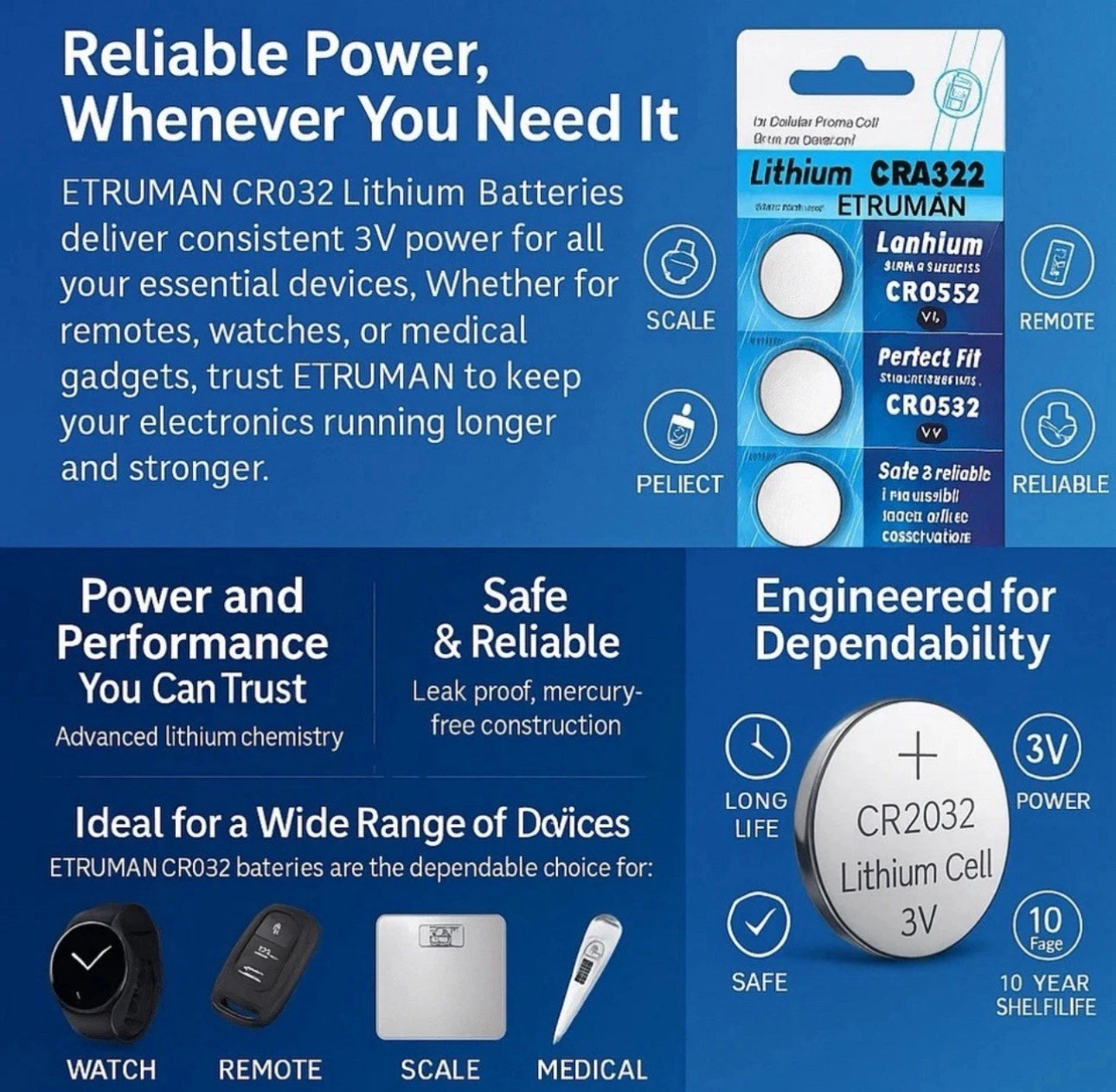 10x 2032 Battery CR2032 CR2025 CR2016 CR2430 CR2450 Coin Button 3v Lithium