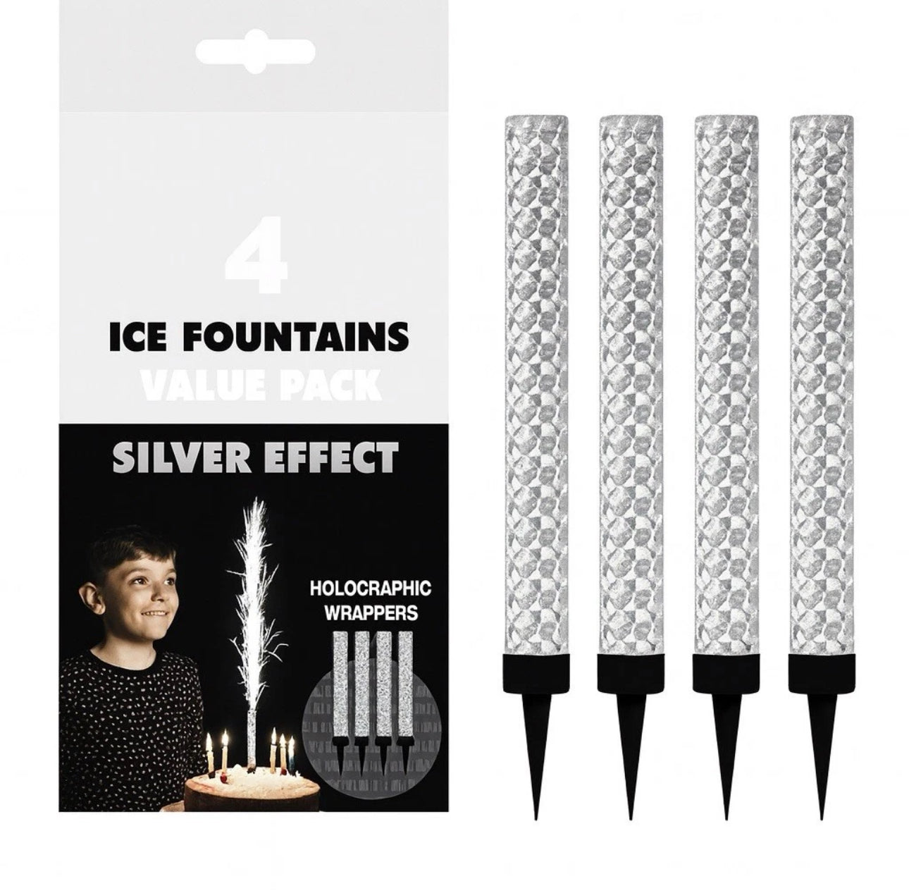 4 Premium Ice Fountain Sparkler Candles Cake Topper Sparkling Decoration Candle for Birthdays, Anniversaries, Celebrations