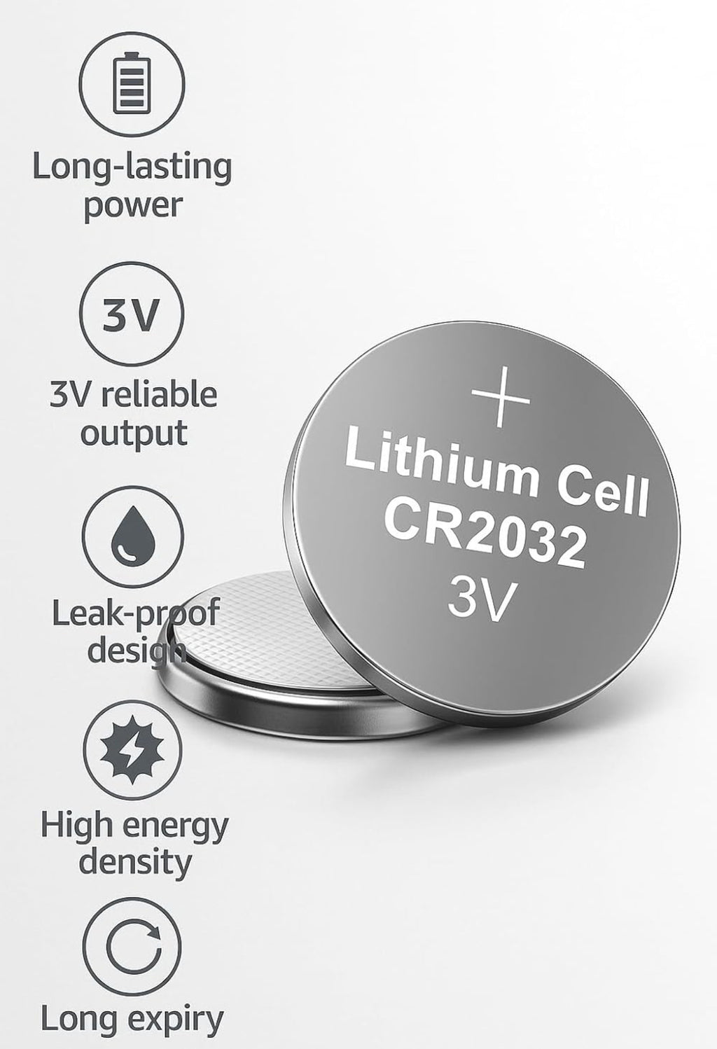 CR2032 Battery CR2032 Coin Button 3v Lithium DL2032 / ECR2032 Pack of 5