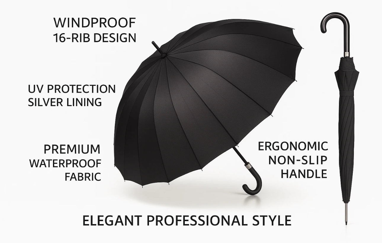16 Rods Automatic Large Extra Strength Foldable Men & Women Waterproof Umbrella Rain