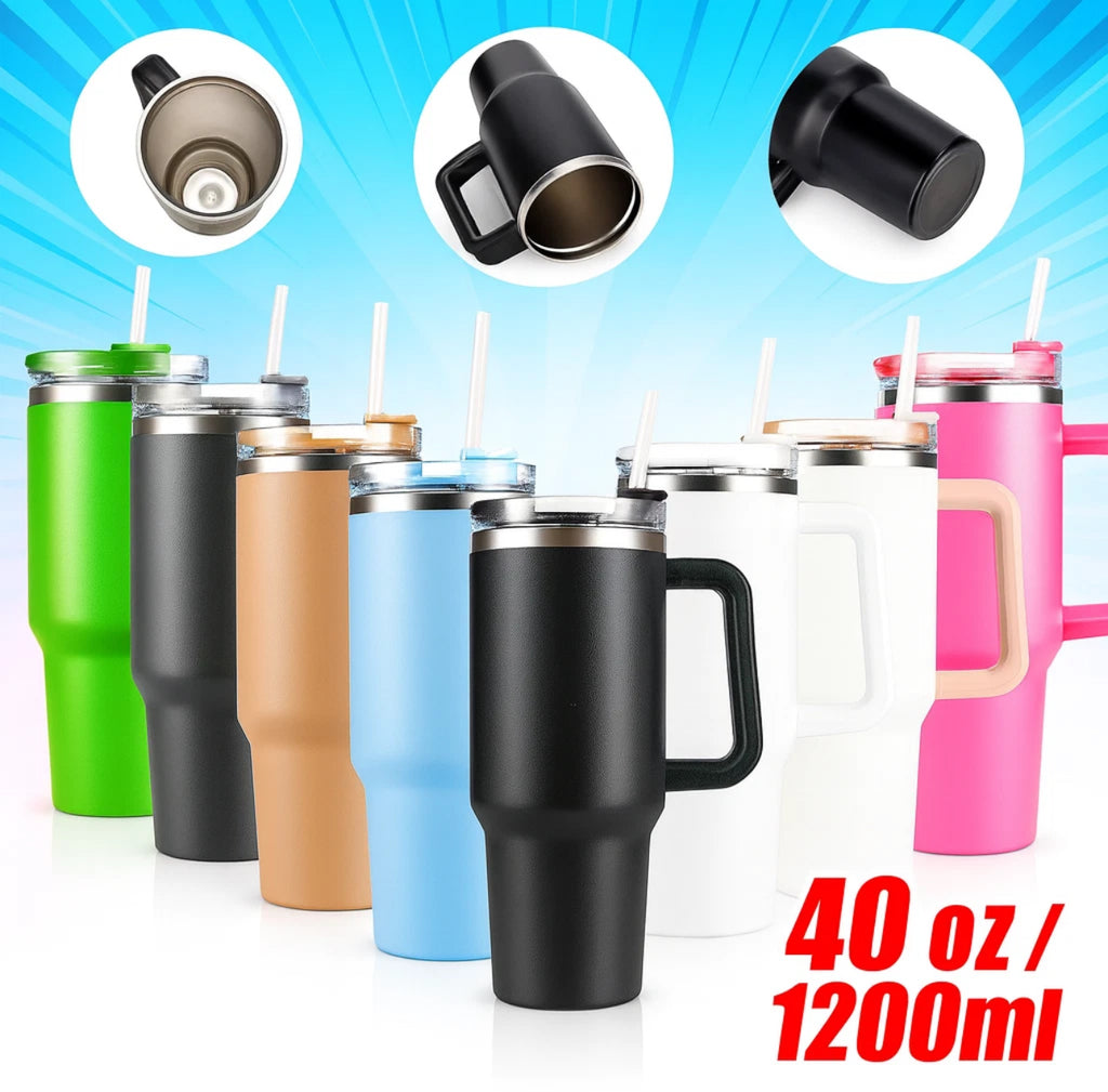 1.2L Sports Water Bottle Gym Travel Drinking Leakproof Steel Bottle With Straw