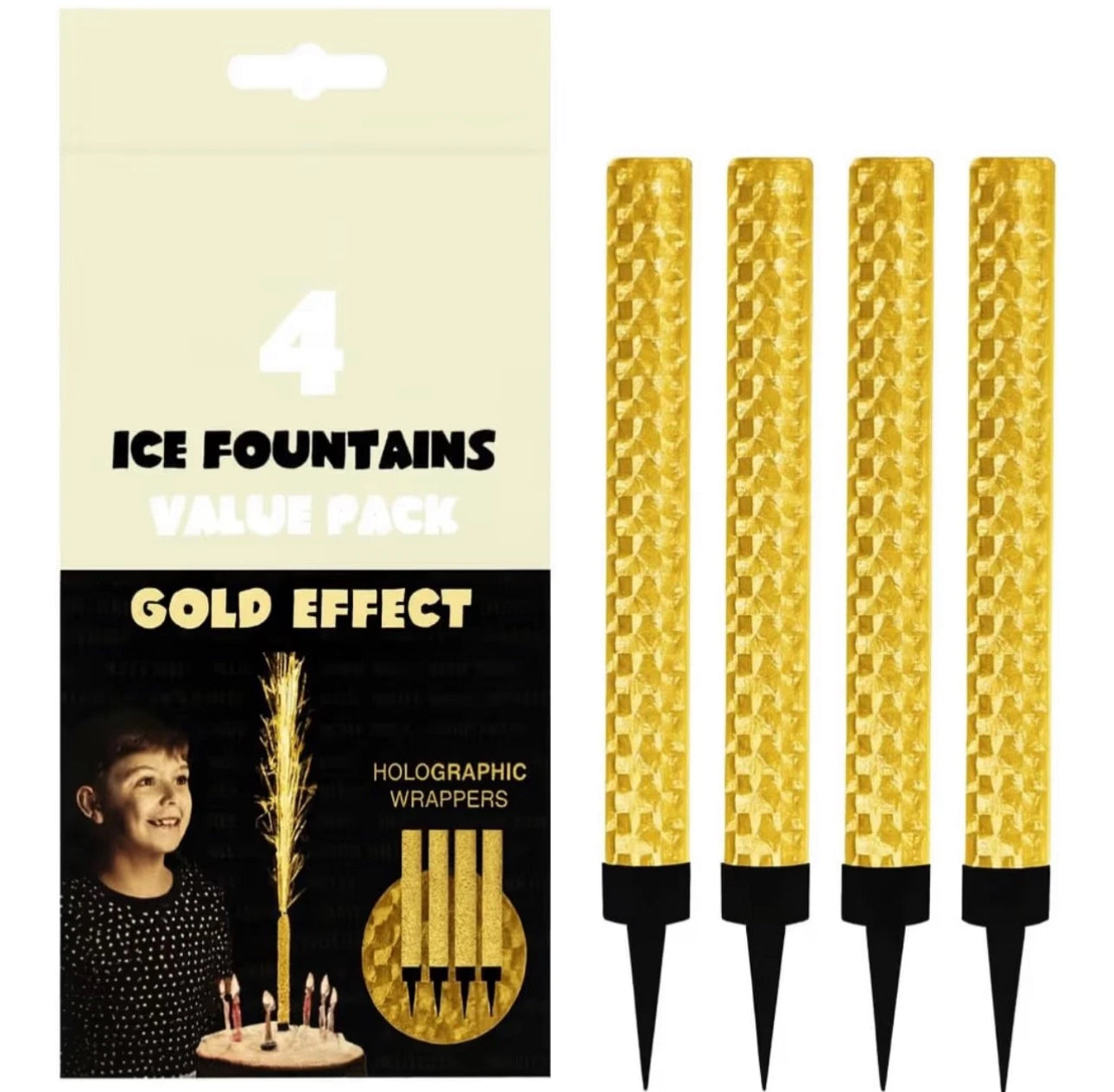 4 Premium Ice Fountain Sparkler Candles Cake Topper Sparkling Decoration Candle for Birthdays, Anniversaries, Celebrations