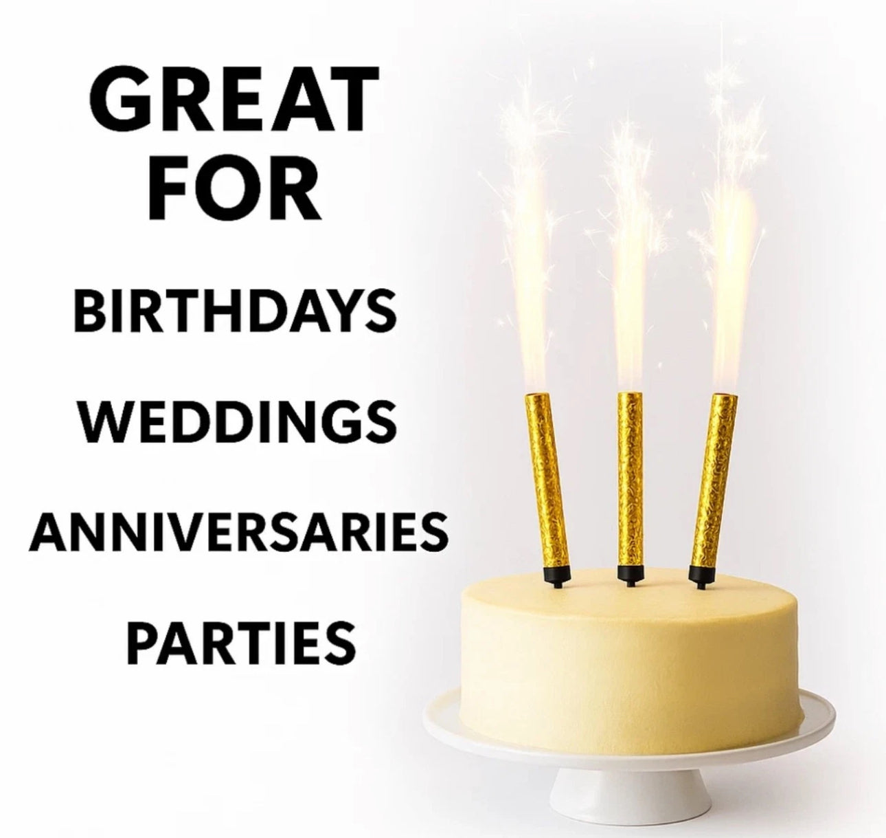 4 Premium Ice Fountain Sparkler Candles Cake Topper Sparkling Decoration Candle for Birthdays, Anniversaries, Celebrations