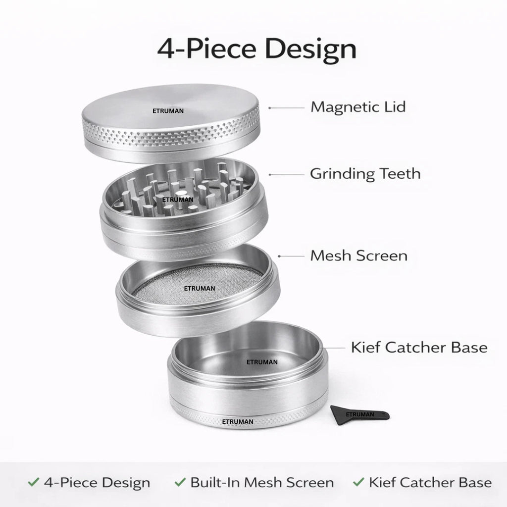 Grinder 40mm Metal Magnetic Strong Sharp Diamond Teeth Herb Shredder Grinders