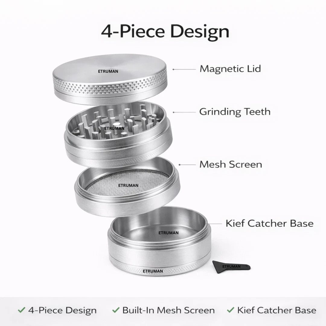 Grinder 40mm Metal Magnetic Strong Sharp Diamond Teeth Herb Shredder Grinders