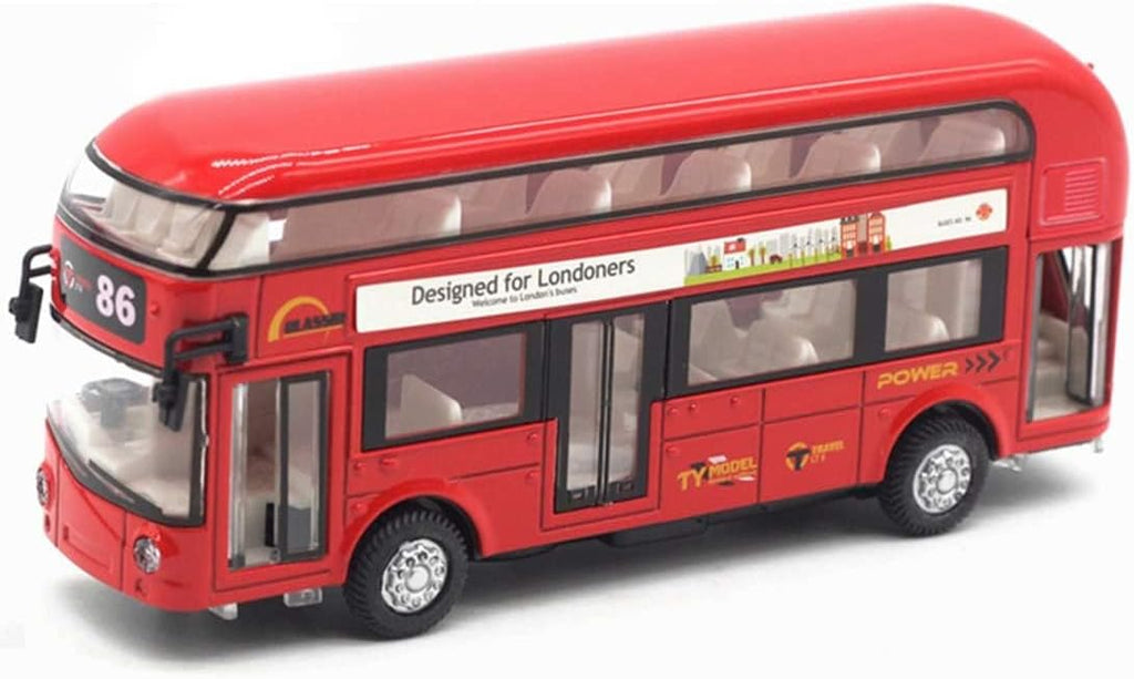 Red London Bus Pull Back & Go Kids Toy Music & Light Birthday Gift