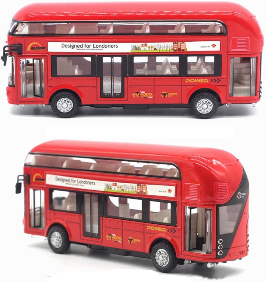 Red London Bus Pull Back & Go Kids Toy Music & Light Birthday Gift