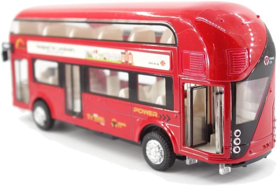 Red London Bus Pull Back & Go Kids Toy Music & Light Birthday Gift