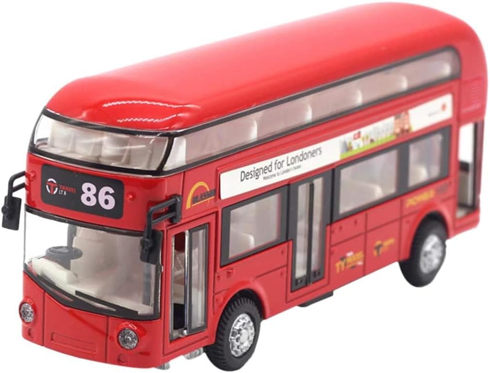 Red London Bus Pull Back & Go Kids Toy Music & Light Birthday Gift